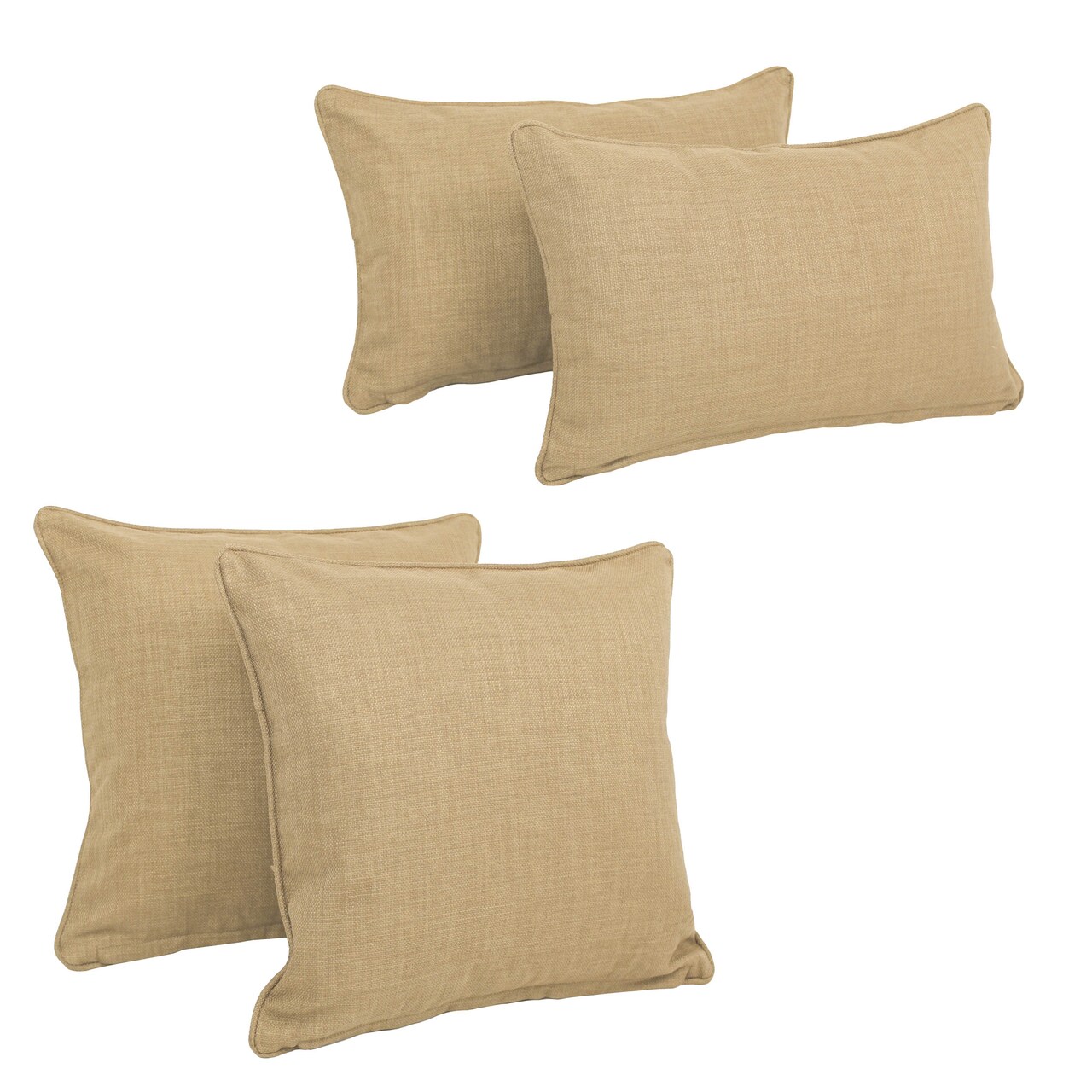 Blazing Needles Indoor Outdoor Spun Polyester Throw Pillows Set of 4 Sandstone